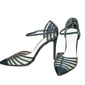 Anne Michelle Black Strappy Pointed-Toe Stiletto Heels size 10